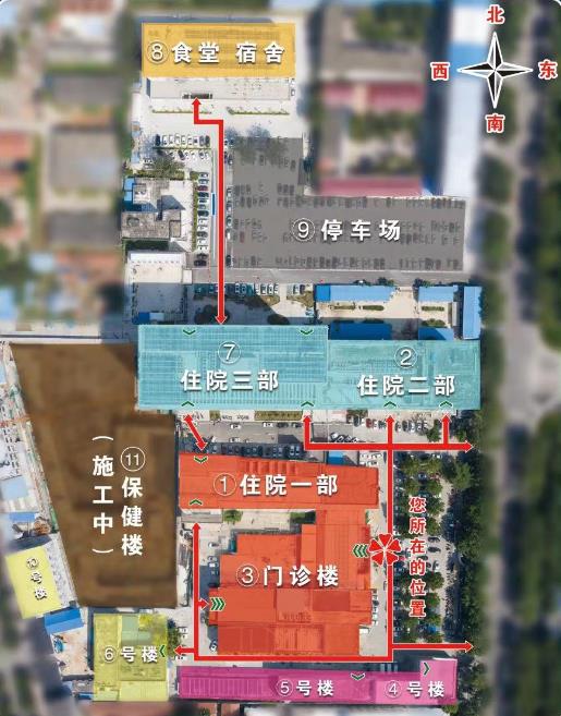 【交通導(dǎo)引】醫(yī)院周邊公交車(chē)站、車(chē)輛出入口提示及停車(chē)場(chǎng)
